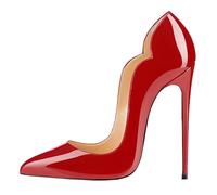 Soireelady Tacchi a Spillo Donna Slip-On con Punta Chiusa, Tacco Donna Stiletto 12 cm - Scarpe Moderne per Abiti Eleganti Rosso EU38