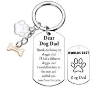 Soireeparty Portachiavi da uomo con scritta "Dog Dad", per proprietari di cani e papà, simpatico regalo per amanti degli animali, 13*7 Centimetres, Acciaio inossidabile