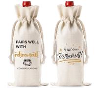 Soireeparty Regalo di pensionamento per donne e uomini, divertente sacchetto regalo per pensionamento, Beige, retirement gifts for women, Borsa da vino Happy Retirement