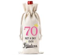Soireeparty Sacchetti per bottiglie di vino per 40°, 50°, 60° 70° compleanno, per donne, con scritta "Not A Day Over Fabulous, Beige, 70th birthday gifts for women, 70° compleanno regali