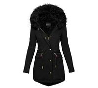 SOIUTAO Cappotto, giacca da donna con cappuccio, giacca invernale, grande dimensione, casual, tinta unita, abbigliamento a vento, B7-nero., M
