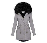 SOIUTAO Cappotto, giacca da donna con cappuccio, giacca invernale, grande dimensione, casual, tinta unita, abbigliamento a vento, B7-grigio, XL