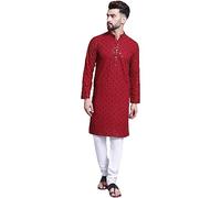 SOJANYA Pigiama da uomo Kurta, rosso cupo, M