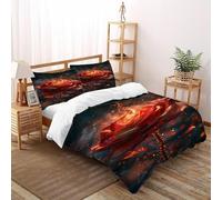 SOJFGSNAJ Amore chitarra Copripiumino A Doppio Strato Totem dell'oceano di fiori Fibra Di Poliestere Copripiumino in Fibra Ultra Fine Stampa 3D Set Di Tre Pezzi Sul Letto Double（200x200cm）