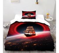 SOJFGSNAJ Antica nave da guerra Copripiumino totem Morbido E Confortevole Copripiumino in Fibra Ultra Fine Stampa 3D Set Di Biancheria Da Letto Due Pezzi Single（135x200cm）