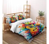 SOJFGSNAJ Città Eagle Copripiumino A Doppio Strato Totem di fiori Morbido Copripiumino in Fibra Ultra Fine Stampa 3D Set Di Tre Pezzi Sul Letto Double(200x200cm)