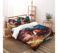 SOJFGSNAJ dragoe furioso Copripiumino A Doppio Strato totem animale Morbido E Confortevole Copripiumino in Fibra Ultra Fine Stampa 3D Set Di Biancheria Da Letto Tre Pezzi Double（200x200cm）