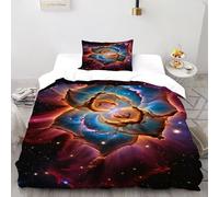 SOJFGSNAJ Gente strana Copripiumino A Doppio Strato Totem di fiori Morbido E Confortevole Copripiumino in Fibra Ultra Fine Stampa 3D Set Di Biancheria Da Letto Due Pezzi Single（135x200cm）