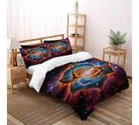 SOJFGSNAJ Gente strana Copripiumino Totem di fiori Morbido E Confortevole Copripiumino in Fibra Ultra Fine Stampa 3D Set Di Tre Pezzi Sul Letto Super King（260x220cm）