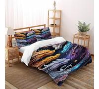 SOJFGSNAJ Gruppo Dragon Copripiumino Ipoallergenico Copripiumino in Fibra Ultra Fine Stampa 3D Set Di Biancheria Da Letto Tre Pezzi Double(200x200cm)