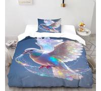 SOJFGSNAJ La colomba bianca abbagliante Copripiumino in Fibra A Doppio Strato Fibra Di Poliestere Copripiumino in Fibra Ultra Fine Stampa 3D Set Di Due Pezzi Sul Letto Single（135x200cm）