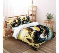 SOJFGSNAJ Lion And Drago che respira fuoco Copripiumino animali della giungla di fiori Morbido E Confortevole Copripiumino in Fibra Ultra Fine Stampa 3D Set Di Tre Pezzi Sul Letto Double（200x200cm）