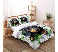SOJFGSNAJ Luna colombo Copripiumino in Fibra A Doppio Strato animali della giungla di fiori Ipoallergenico Copripiumino in Fibra Ultra Fine Stampa 3D Tuta in Tre Pezzi Super King（260x220cm）
