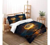 SOJFGSNAJ luna in The albero Copripiumino Morbido E Confortevole Copripiumino in Fibra Ultra Fine Stampa 3D Set Di Tre Pezzi Sul Letto Double（200x200cm）