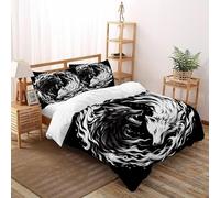 SOJFGSNAJ Luntre di mare che fanno un bagno Copripiumino Totem di fiori Morbido Copripiumino in Fibra Ultra Fine Stampa 3D Tuta in Tre Pezzi Super King（260x220cm）