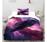 SOJFGSNAJ nave da guerra Copripiumino totem Ipoallergenico Copripiumino in Fibra Ultra Fine Stampa 3D Tuta in Due Pezzi Single（135x200cm）