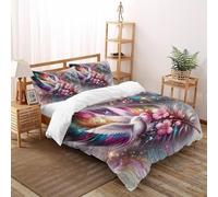 SOJFGSNAJ Piume di colomboCopripiumino A Doppio Strato Fibra Di Poliestere Copripiumino in Fibra Ultra Fine Stampa 3D Set Di Tre Pezzi Sul Letto Double（200x200cm）