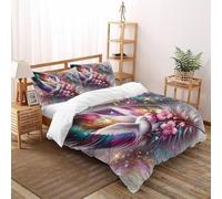 SOJFGSNAJ Piume di colomboCopripiumino in Fibra A Doppio Strato Ipoallergenico Copripiumino in Fibra Ultra Fine Stampa 3D Set Di Biancheria Da Letto Tre Pezzi King（220x240cm）