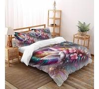SOJFGSNAJ Piume di colomboCopripiumino in Fibra A Doppio Strato Ipoallergenico Copripiumino in Fibra Ultra Fine Stampa 3D Set Di Tre Pezzi Sul Letto Super King（260x220cm）