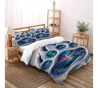 SOJFGSNAJ spada drago Copripiumino animali della giungla di fiori Ipoallergenico Copripiumino in Fibra Ultra Fine Stampa 3D Set Di Tre Pezzi Sul Letto King（220x240cm）