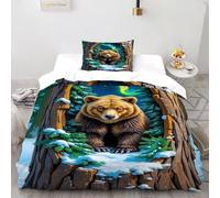 SOJFGSNAJ tuoni e fulmini Copripiumino A Doppio Strato Morbido Copripiumino in Fibra Ultra Fine Stampa 3D Set Di Biancheria Da Letto Due Pezzi Single（135x200cm）