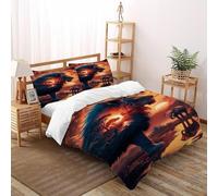 SOJFGSNAJ Ullio di un lupo Copripiumino Totem mitico Morbido Copripiumino in Fibra Ultra Fine Stampa 3D Set Di Tre Pezzi Sul Letto Super King（260x220cm）