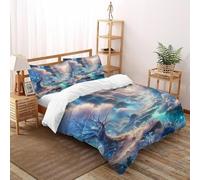 SOJFGSNAJ White Forest Copripiumino in Fibra A Doppio Strato totem naturale Morbido E Confortevole Copripiumino in Fibra Ultra Fine Stampa 3D Set Di Tre Pezzi Sul Letto Double（200x200cm）