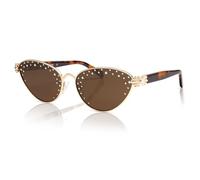 SOJOS Occhiali da sole da donna in acetato Cat Eye con strass e perle vintage design occhiali da sole protezione UV400 Darling, Cornice dorata e lenti marroni, m