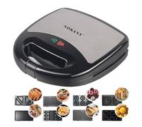 SOKANY 8 in 1 dispositivo multifunzione 800W [produttore di sandwich, ferro waffle, griglia di contatto, teglia a motivi di cottura, pagnotta, ciambella, grill di bistecca, sacchetti di ghiaccio]