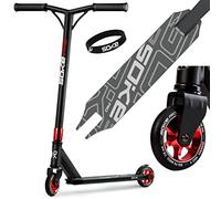 SOKE Stunt Scooter PRO Kick-Scooter con cuscinetti a sfera ABEC 9 Trick scooter per adulti e bambini Due ruote Freestyle Cityroller | 2 ruote | Portata 100kg (nero-rosso)
