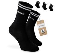 SOKKS Calzini Sportivi Scritta Neri Cotone 4 Paia Uomo e Donna Tg. 35-38