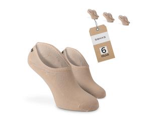 SOKKS Fantasmini Beige Scuro Bambù 6 Paia Uomo e Donna Tg. 43-46
