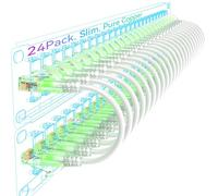 Sokqovt Cavi patch Cat6a, sottili, 91 cm, confezione da 24, cavo patch Ethernet flessibile Cat6, 10 G, 550 MHz, 28 AWG, cavo patch Cat6 in puro rame per armadio di rete, cavo patch Cat 6, bianco