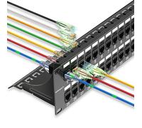 Sokqovt Patch Panel 48 porte Cat6 con accoppiatore Keystone, pannello patch di rete Cat6 10G No Punch Down, risparmio di tempo Ethernet 2U Rj45 pannello con robusta barra posteriore, pannello di rete