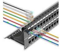 Sokqovt Patch Panel 48 porte Cat6a con accoppiatore Keystone, pannello patch di rete Cat6 10G No Punch Down, risparmio di tempo Ethernet 2U Rj45 pannello con robusta barra posteriore, pannello di rete