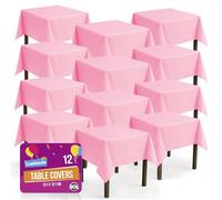 SOL 12 tovaglie rosa per feste, 121 x 121 cm, usa e getta, per feste, resistenti contro le fuoriuscite, design opaco, per matrimoni, buffet, catering, eventi all'aperto, rivelazioni di genere e altro