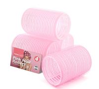SOL 4 bigodini per capelli rosa per volume dei capelli, bigodini in velcro autobloccanti per capelli lunghi e corti, aumentano il volume, creano onde rimbalzanti, riducono i danni da calore, bigodini