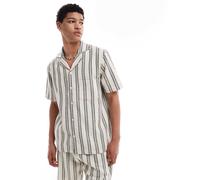 Sol Beach - Camicia da spiaggia all'uncinetto bianca a righe grigie-Grigio L