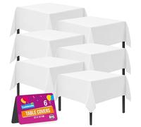 SOL Confezione da 6 tovaglie bianche per feste, 121 x 121 cm, in plastica bianca, tovaglia natalizia per feste, tovaglia usa e getta per feste, tovaglia in plastica bianca, tovaglia bianca