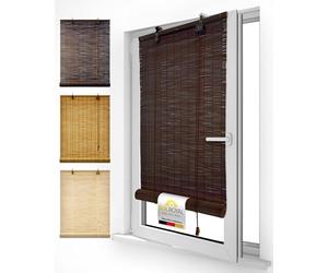 Sol Royal tenda a rullo in bambù avvolgibile per interni finestre porte | 100x160cm color marrone veneziana per balconi Finestra protezione visiva senza forare oscurante tapparella SolDecor B86