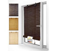 Sol Royal tenda a rullo in bambù avvolgibile per interni finestre porte | 90x220cm color marrone veneziana per balconi B86-90x220cm senza forare porta supporto legno oscurante SolDecor B86