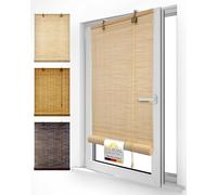 Sol Royal Tenda a Rullo in Bambù per Interni Finestre Porte e Balconi | 90x220cm Bamboo Chiaro Avvolgibile Veneziana senza forare clip sicurezza bambini legno porta finestra SolDecor B86