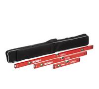 Sola BigX 30/60/100 cm - Profilo tubo in alluminio 52 × 25 mm, Libella FOCUS con ingrandimento +60%, garanzia di tenuta 30 J, tappi terminali 2-K, custodia inclusa