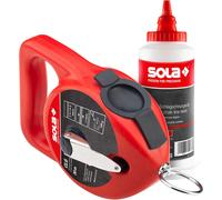 SOLA CLG - Tracciatore più Polvere - Set di cordino, rosso, con gesso, in un pratico set da 30 metri