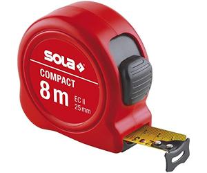 SOLA Metro a nastro compatto, 8 m, con certificazione CE, 2, rosso