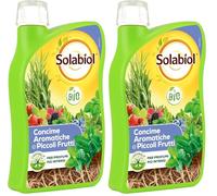 Solabiol Concime Liquido Biologico per Aromatiche e Piccoli Frutti con Tecnologia Natural Boosterche Stimola lo Sviluppo Radicale, dei frutti e dei Fiori, 1L (Confezione da 2)