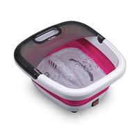Solac ME7756 - Idromassaggiatore per piedi, pieghevole, 6 litri, massaggio con bolle, vibrazioni e infrarossi, riscaldamento dell'acqua, uso con oli, 350 W, colore: bianco/fucsia