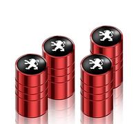 SoLaka 4 Pezzi in Lega di Alluminio Auto Ruota valvola del Pneumatico Tappi Polvere Accessori per Peugeot 208 3008 308 2008 207 107 508 607 106 406 407 307 206,Red Style