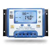 SolaMr 10A Regolatore di Carica Solare 12V/24V Regolatore Intelligente con Display LCD e Doppia Porta USB per Batteria Pannello Solare - 10A