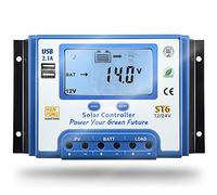 SolaMr 20A Regolatore di Carica Solare 12V/24V Regolatore Intelligente con Display LCD e Doppia Porta USB per Batteria Pannello Solare - 20A